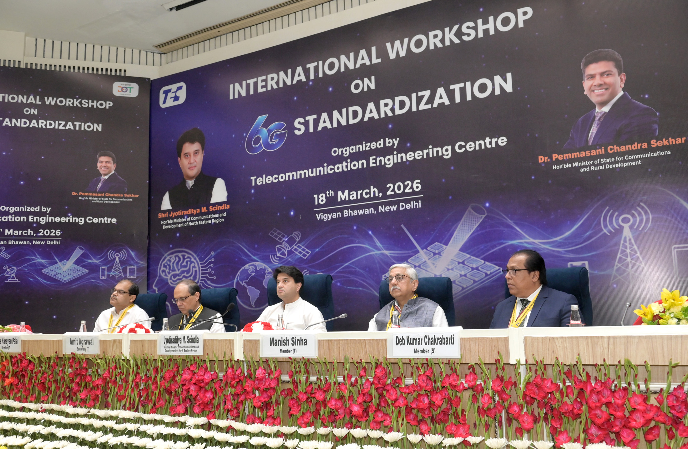The Union Minister of Communications and Development of North Eastern Region (DoNER), Shri Jyotiraditya M. Scindia  inaugurate the International Workshop on 6G Standardization at  Vigyan Bhawan in New Delhi on March 18, 2026